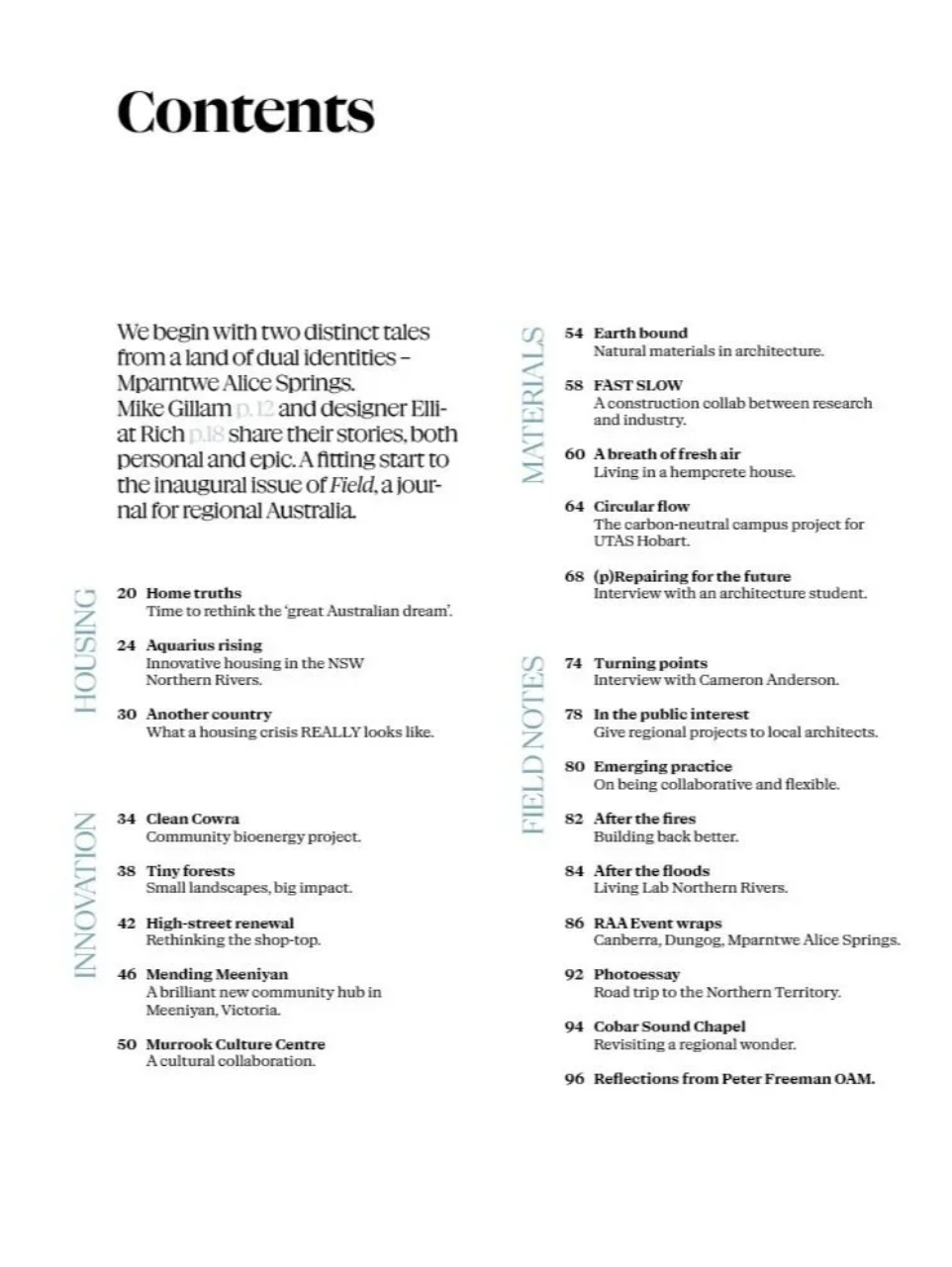 Field: Architecture Gone Regional Issue #1