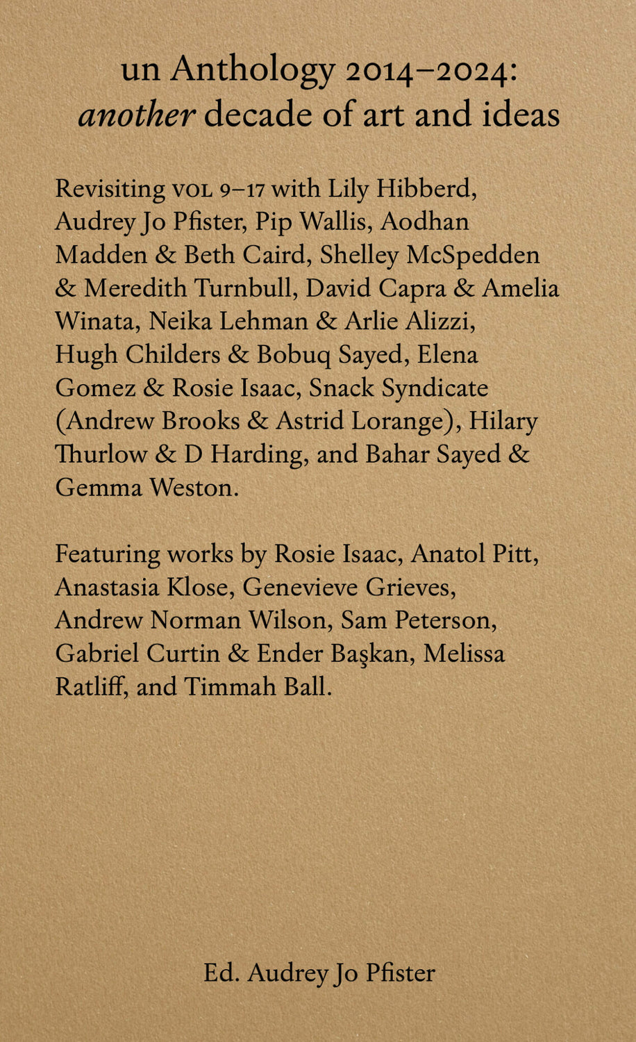 un Anthology 2014-2024: another decade of art and ideas